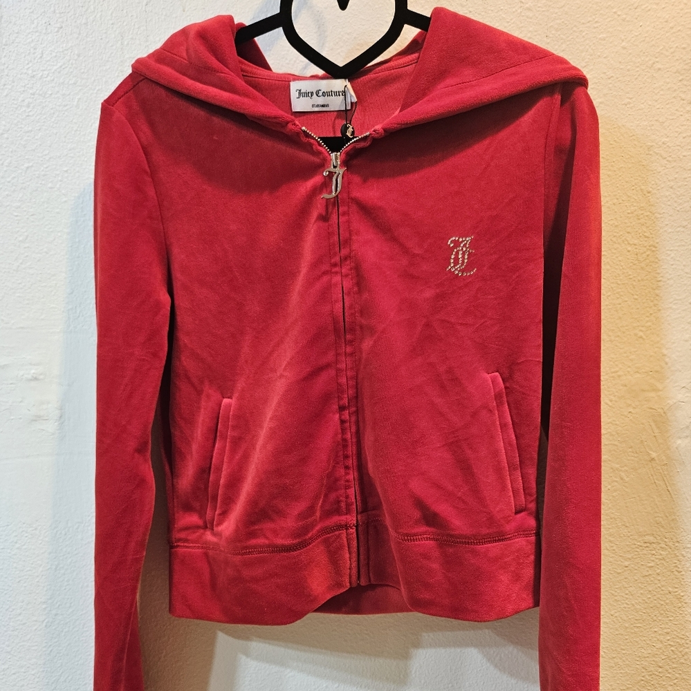 ✨️JUICY COUTURE RED VELOUR FULL ZIP HOODIE NEW SIZE XS✨️